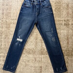 KanCan Women's Straight Leg Ripped Blue Jeans